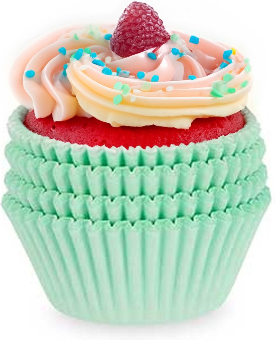 Kinvara Muffin en cupcakes maken vormpjes papier groen set 200X stuks dia zelf taartjes maken 10 cm