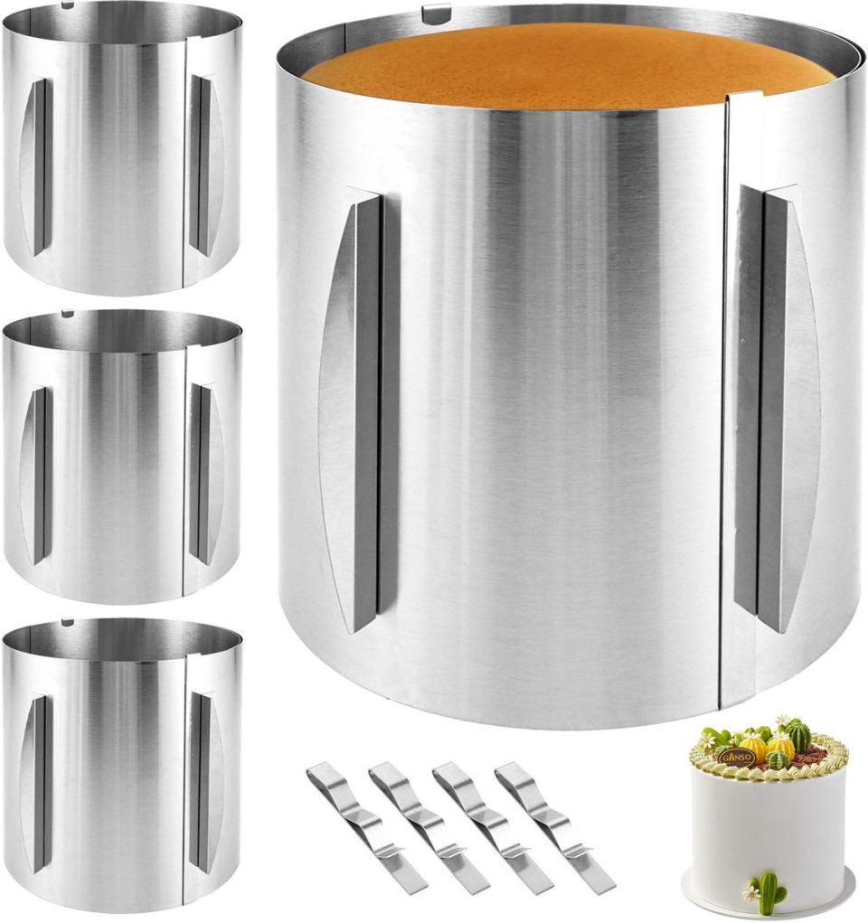 Ibenzoa Professionele Roestvrij Stalen Taartringen Set 30 cm (4 stuks)