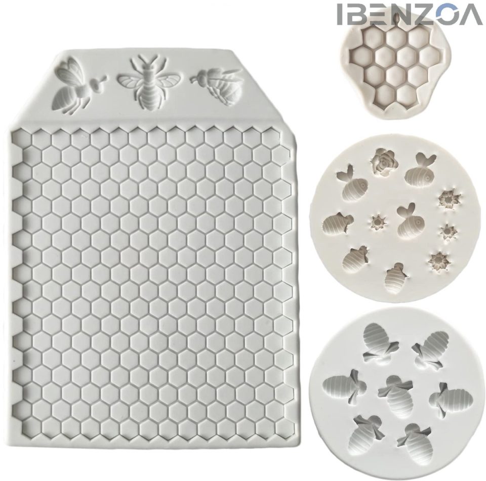 Ibenzoa siliconen bakvorm Bijen en Honingraat (4 stuks)