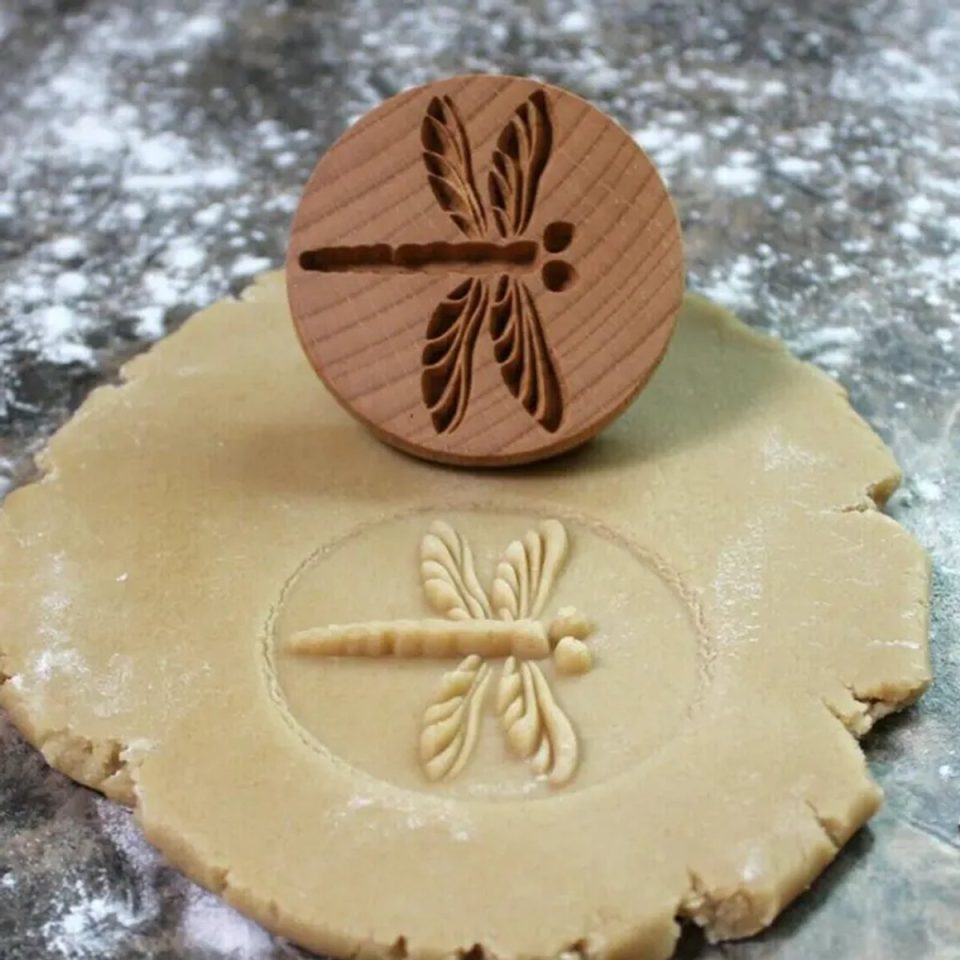 Wonders at Home Official Houten Koekjesstempel Dragonfly Libel Stempel Vormen voor Koekjes Bakken Cookie Duurzaam Bio Natuurlijk Koekjes Mal Koekjes Vorm Koekjes Stempel Patroon 6,5 cm