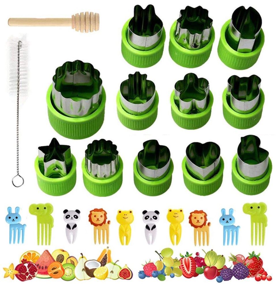 Xcozu Set van 12 fruit- en groentekoekjesvormpjes met comfortabele grip