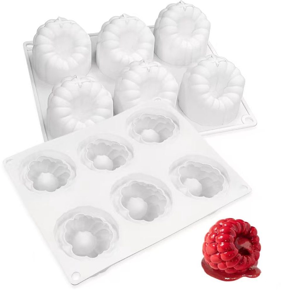 Unyqoos siliconen bakvorm Herbruikbare met 6 framboosvormige bakjes