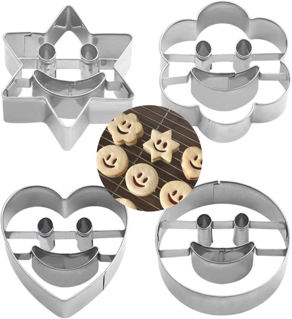 Famanu Smiley munt koekjesvormen set van 4 roestvrij staal