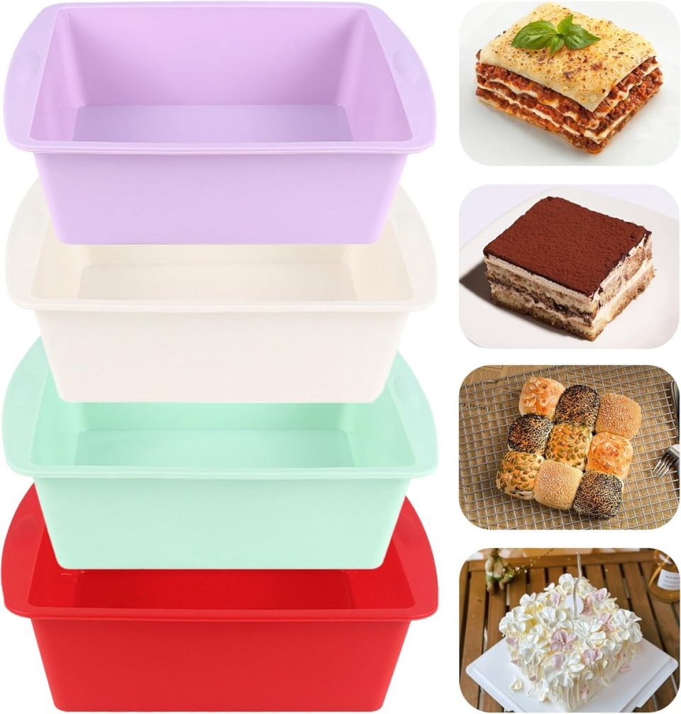 Famanu Siliconen brownie en cakevormen set van 4 vierkant