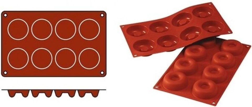 Silikomart bakmat Savarin-Medium (Cap. SiliconFlex 070059 (08 stuks)