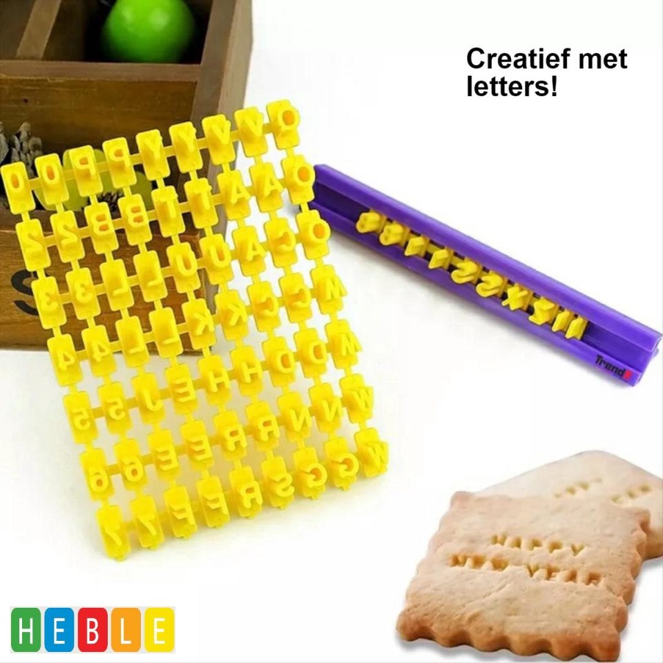 Heble® Koek Stempels -Letter- & Cijfer-Stempels Alfabet-Koekjes-Stempel-Set