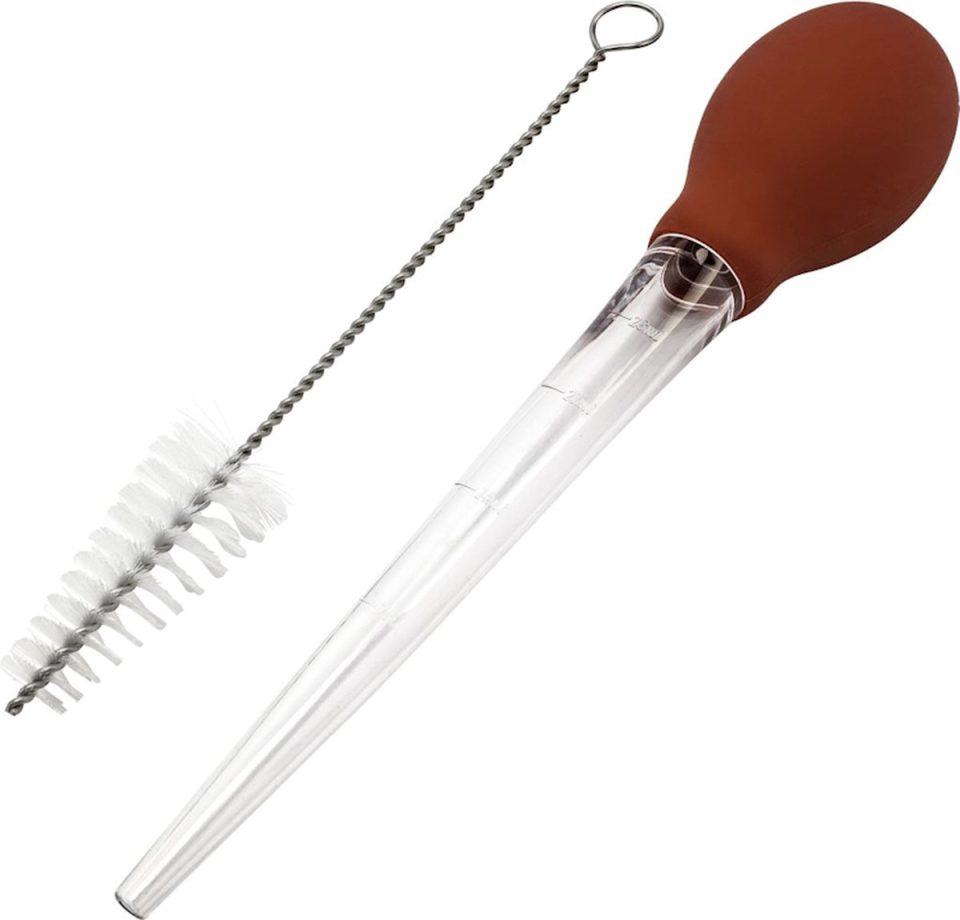 Westmark Bedruipspuit, met reinigingsborsteltje rood 28 cm