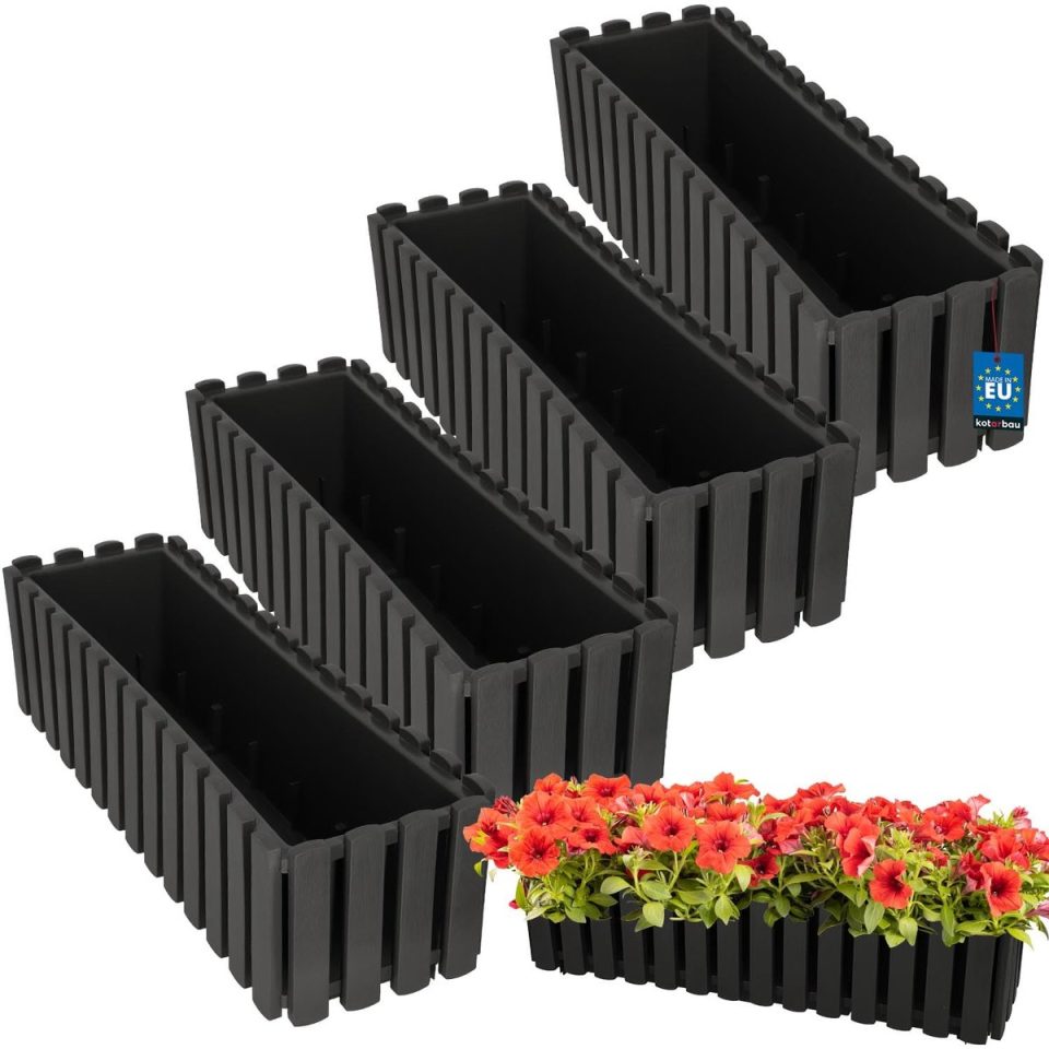 Kotarbau Balkonbak, Bloembak voor Balkon Kunststof Balkonbak 58 x 18 x 16 (4 stuks)