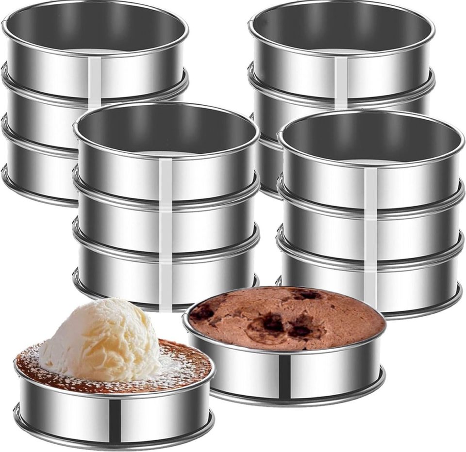 Daity 12-delige bakvormenset Roestvrijstalen taartringen 10 cm 10 x 2,5 cm