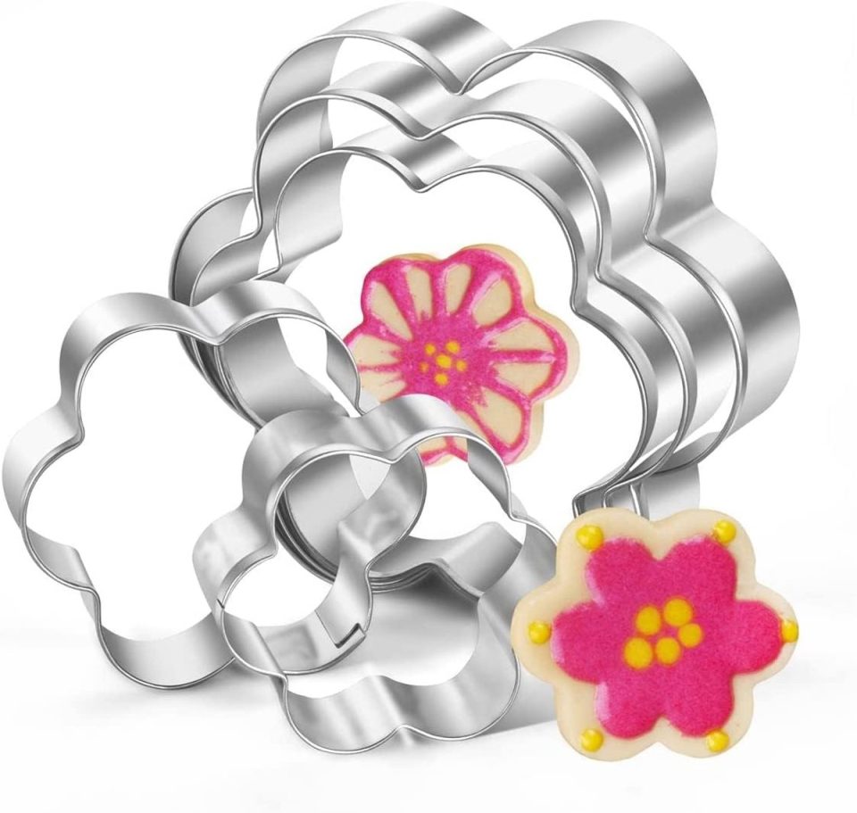 Avana koekjesvormpjes Bloemen zilver (5 stuks)