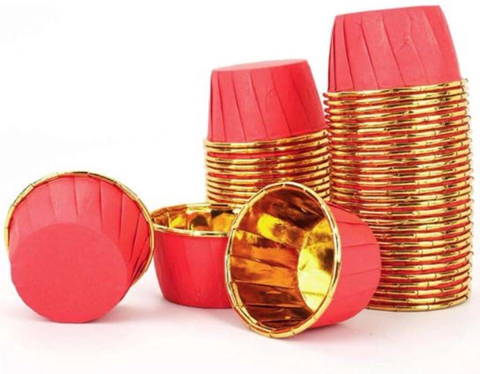 Jealie Muffin Cupcake Bakvormen Rood Goud (30 stuks)
