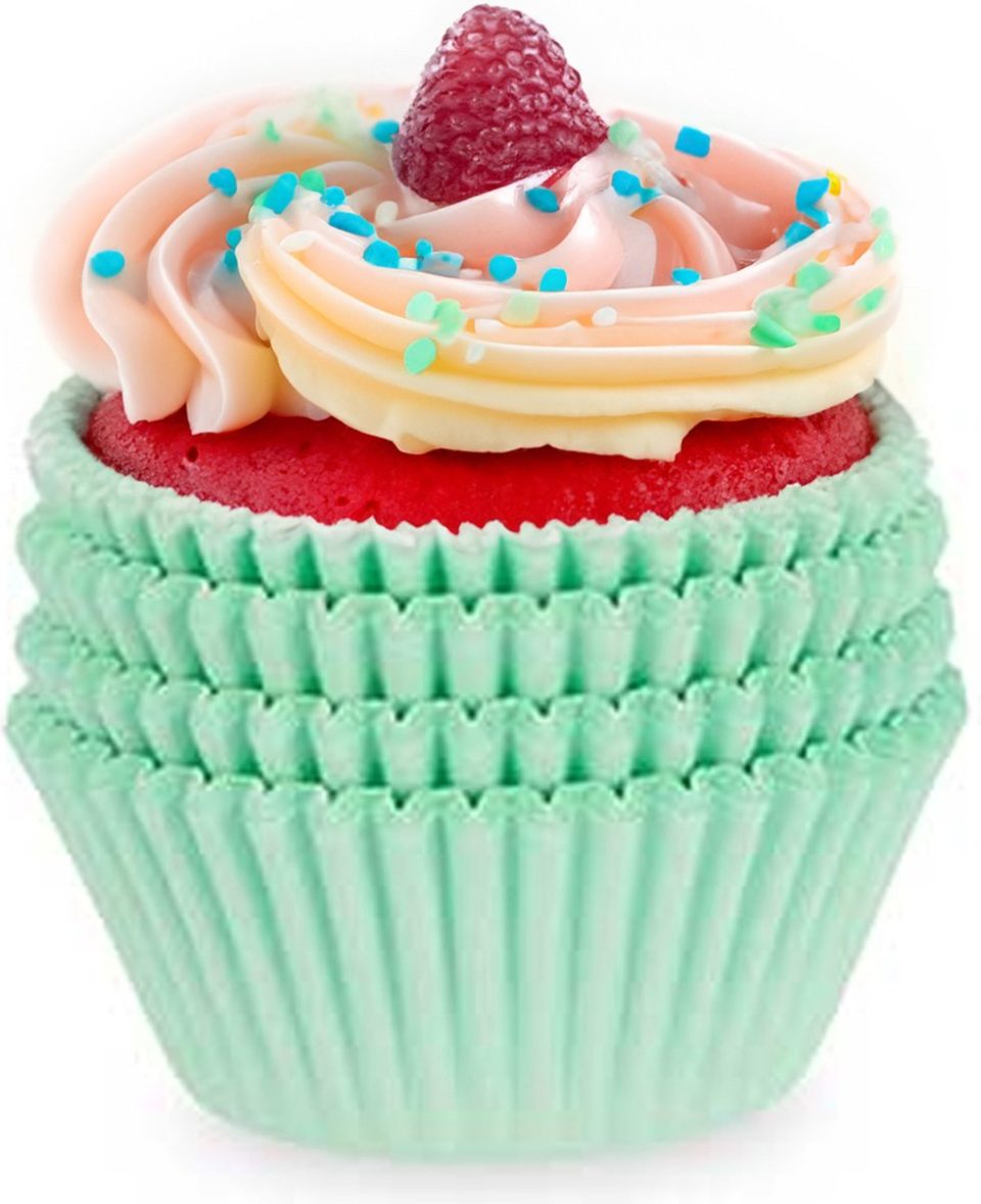 Kinvara Muffin en cupcakes maken vormpjes papier groen set 100X stuks dia zelf taartjes maken 11 cm