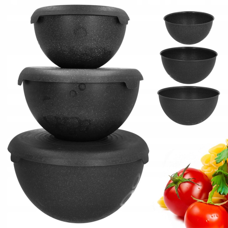 Cadro Zwarte Keuken Mengkommen Set met Deksel 1,5 l 3 l 6 l