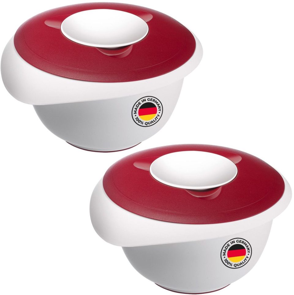 Westmark 2 Roer-/bakschalen met tweedelig deksel wit rood 3,5 l
