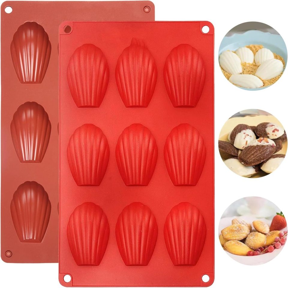 Ibenzoa taartvorm ® Set van Twee Siliconen Bakvormen 9 Cavity Chocolade & Mini Cake Vorm Herbruikbaar voor Diverse Recepten
