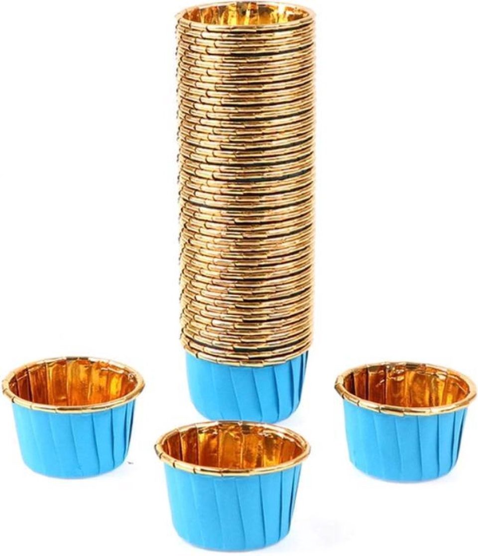 Jealie Muffin Cupcake Bakvormen Blauw Goud (30 stuks)