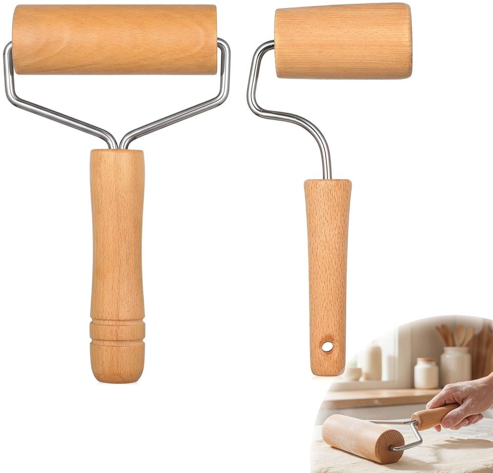 Famanu deegroller set met twee maten houten handvatten