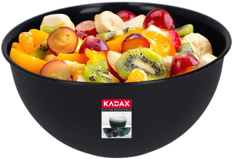 Kadax Kom van kunststof, slakom, stapelbare mengkom, plastic kom, keukenkom, ronde serveerschaal voor keuken, salade, deeg, (, antraciet) 3 l