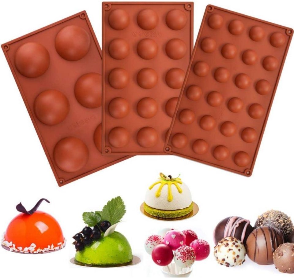 GelldG Chocoladevormen Halfronde Silikon Set van 6 29 x 17 cm (3 stuks)