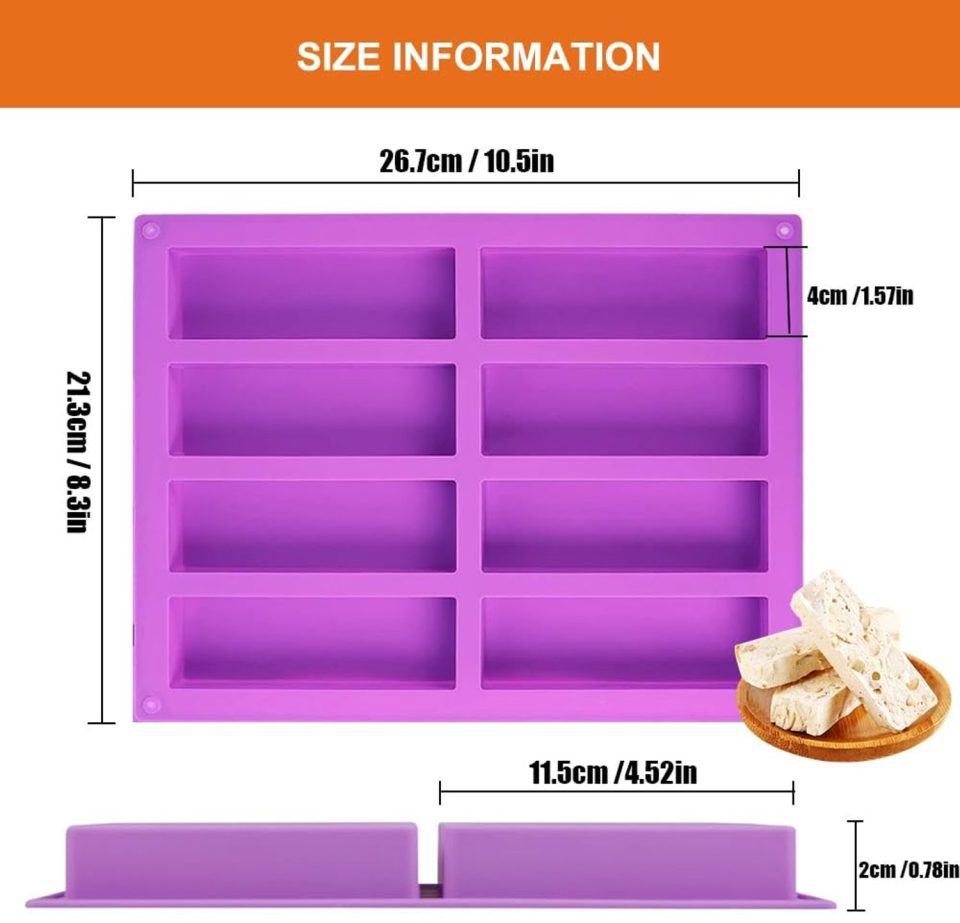 Duraxl bakvorm Siliconen Rechthoekig 8 holtes Paars