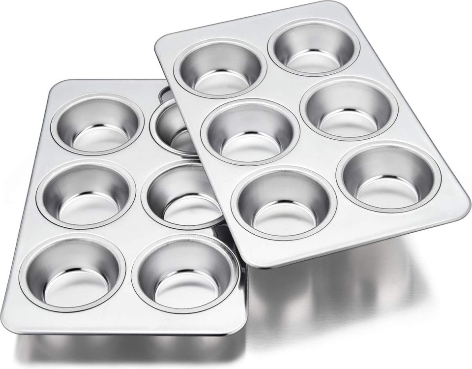 JGS muffinvorm Set van Roestvrij Staal voor Gezond 12 Muffins Tegelijk