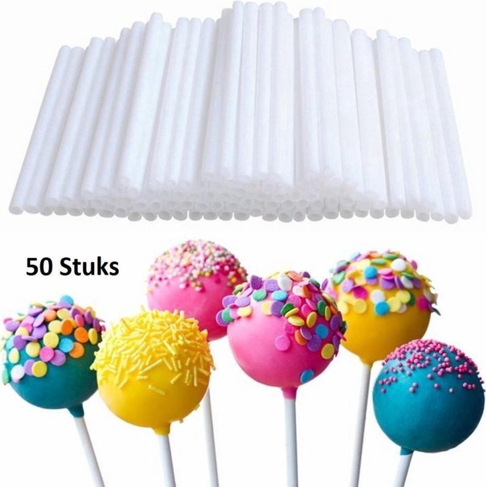 Jendi 50 Cakepops Stokjes Wit 10 cm (50 stuks)