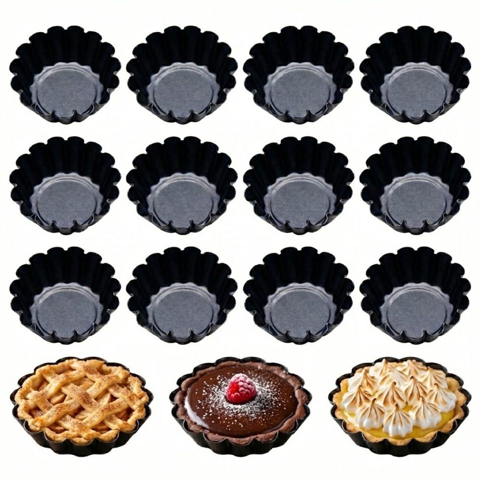 Somstyle 12X Tartelettevormen Ø Zwart 6,5 cm