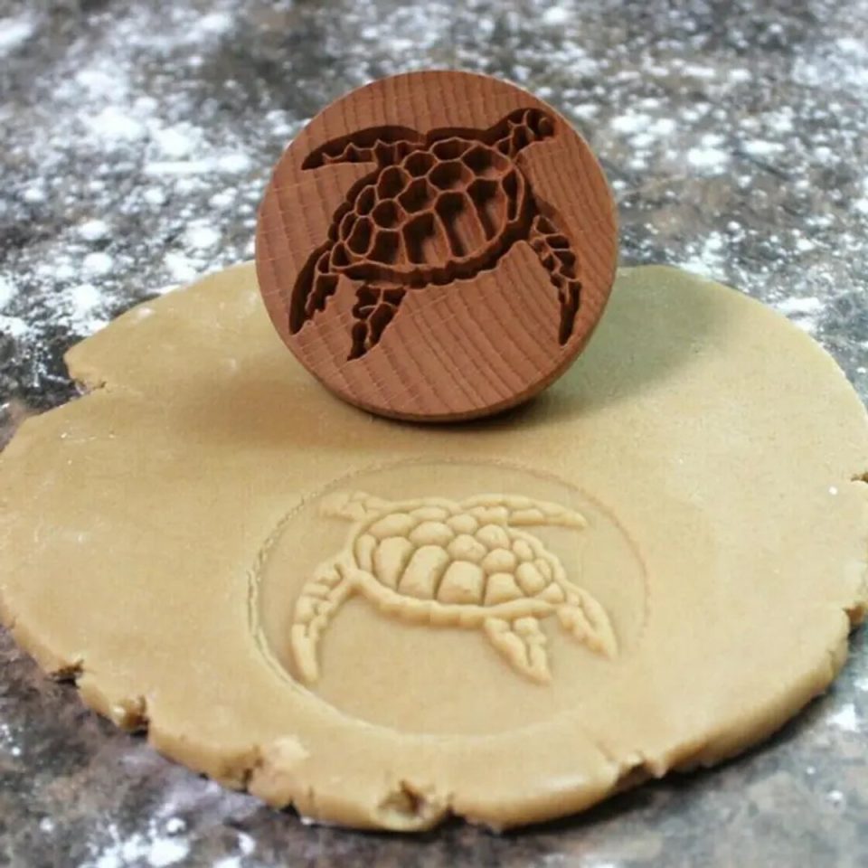 Wonders at Home Official Houten Koekjesstempel Turtle Schildpad Stempel Vormen voor Koekjes Bakken Cookie Duurzaam Bio Natuurlijk Koekjes Mal Koekjes Vorm Koekjes Stempel Patroon 6,5 cm
