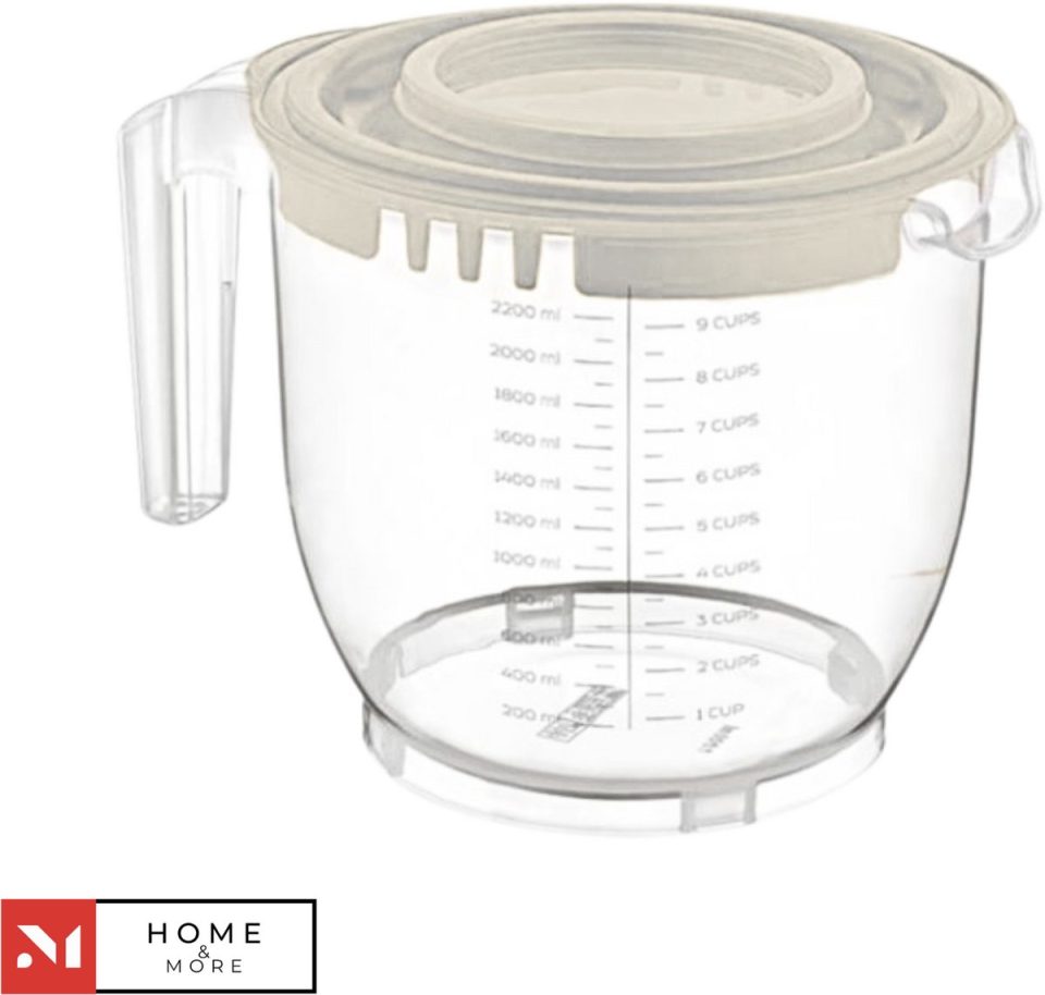 My Home & More Maat en mixbeker met deksel wit 2200 ml