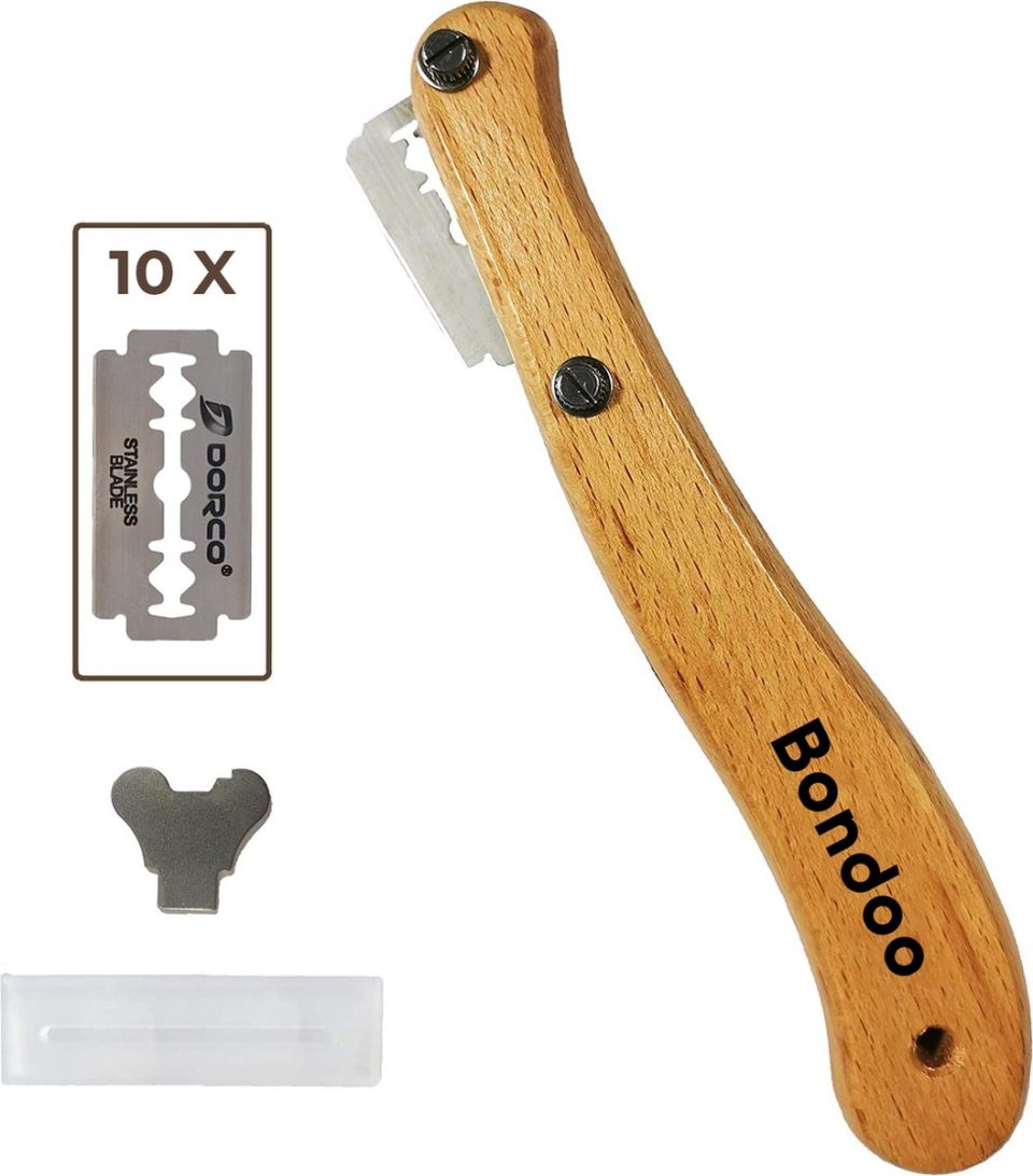 Bondoo Premium Deegmes en 10 messen broodmes/lame met beschermhoes rechte lijnen