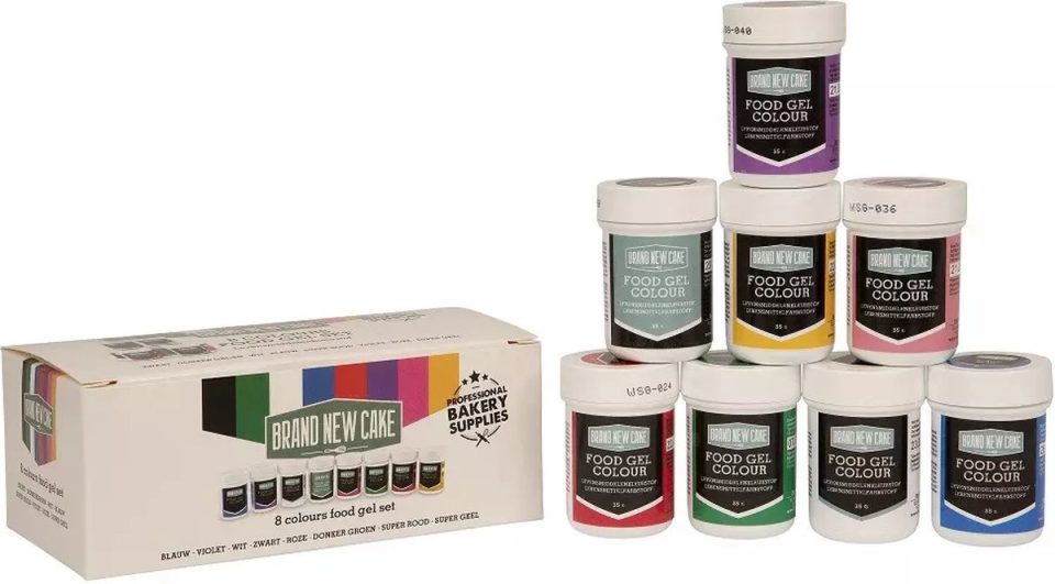 Brand New Cake Eetbare Voedingskleurstof Gel Assortiment (8x Kleufstof Voor Bakken
