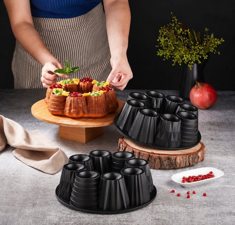 polochef cakevorm Eli-126 Elissa Gietaluminium 26 Graniet Zwart