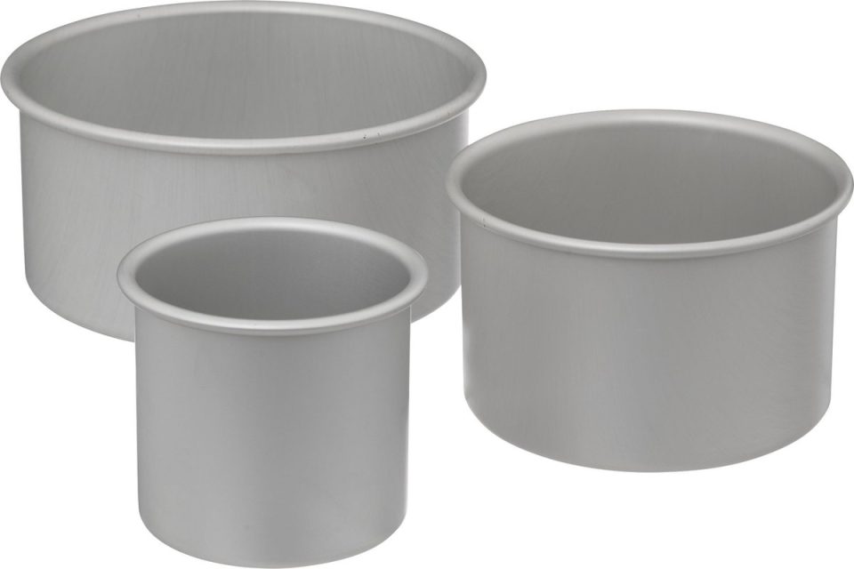 Secret de Gourmet cakevormen hoge rand 10/15/ Set van 3 Zilver 20 x 10 cm