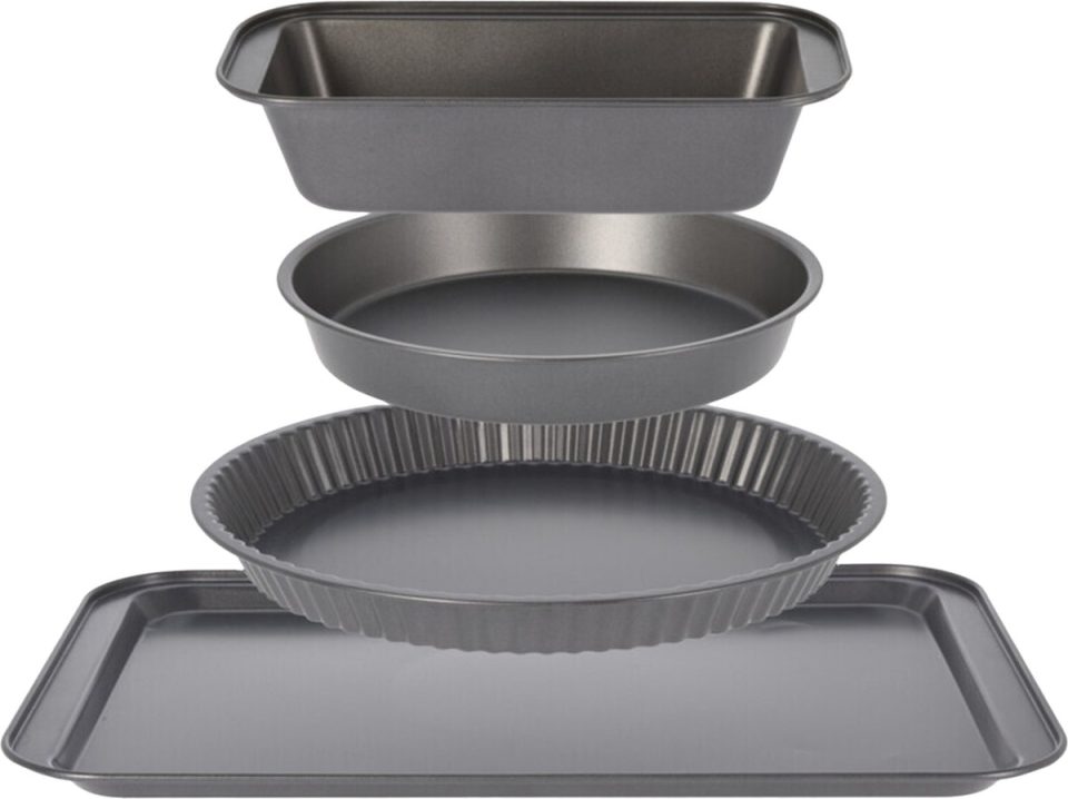La Cucina cakevormen 4-Delige set bakvormen met laag zwart