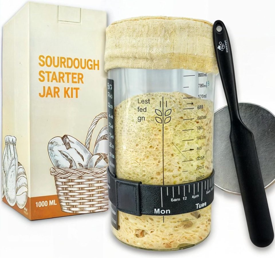 Lexium Store rijsmand Lexium Zuurdesem starter set Broodbakaccessoires Zuurdesemglas Fermenteren voor Broodbakken set Rijsmandje Rond