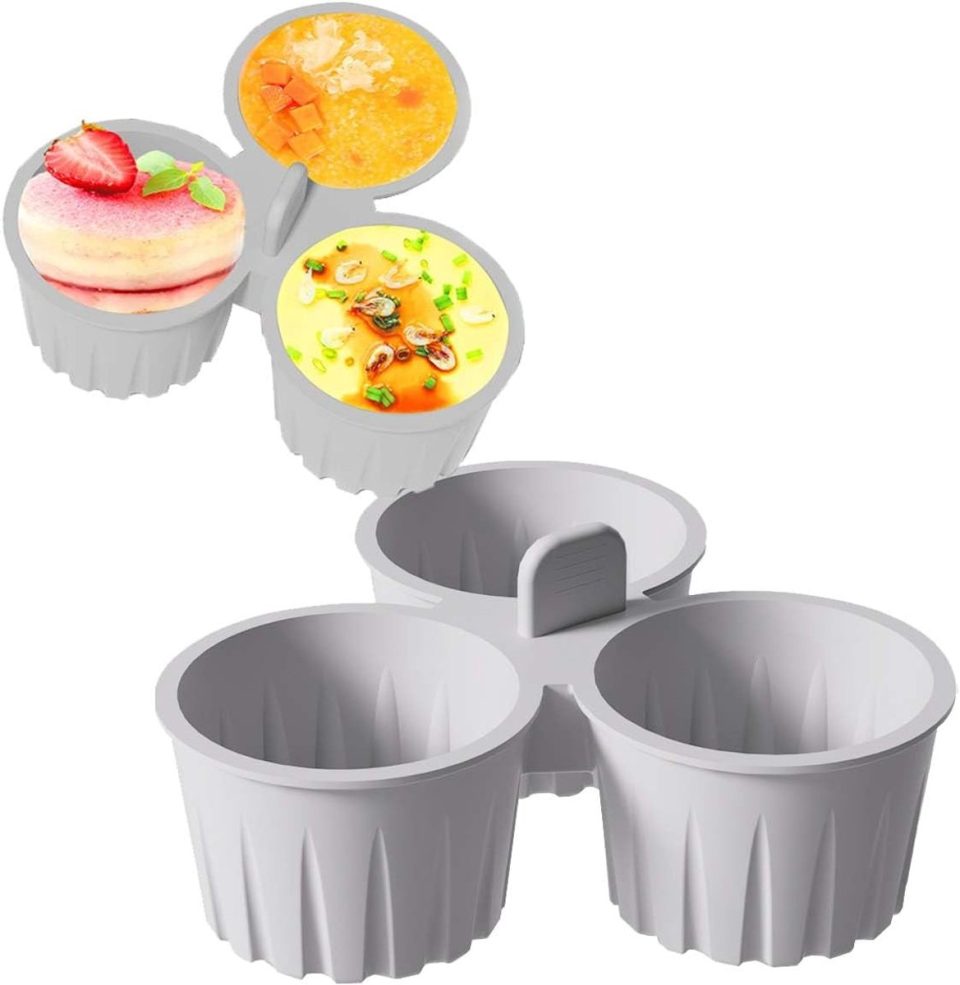 Ulisem Siliconen Eierhapjesvorm Egg Bite Mold Grijs 14,4 cm 135 ml