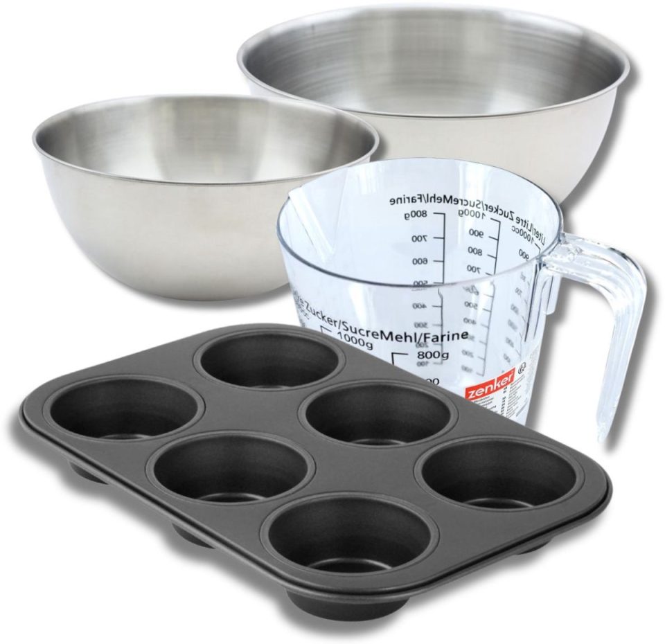 Zenker Bakkersset met muffinvorm 6 holtes 2 mengkommen 28 cm