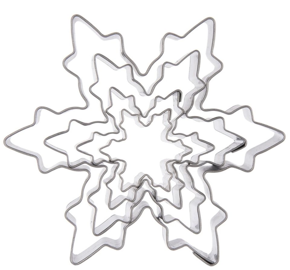 Orion Koekjessnijders Edelstaal Sneeuwvlok (4 stuks)