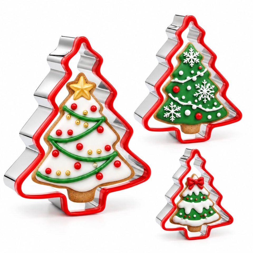 Famanu uitsteekvorm Kerstboom set van 3 roestvrij staal