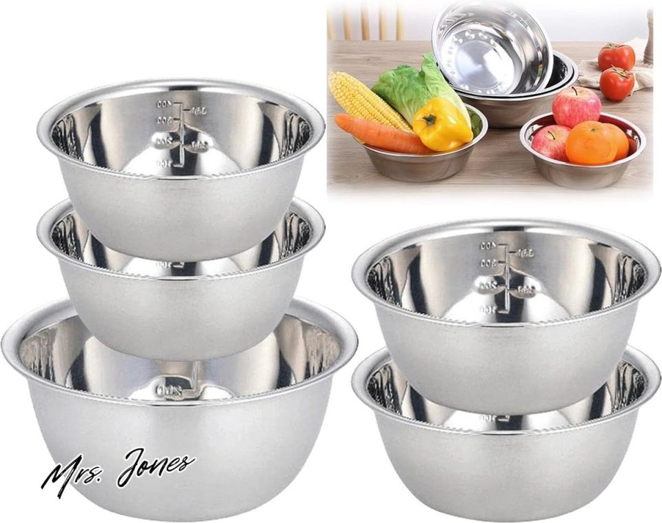 Mrs. Jones 5-delige roestvrijstalen mengkom set in 5 maten 24 cm