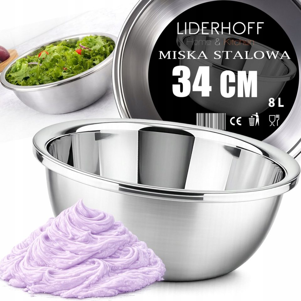 Liderhoff RVS Mengkom Professionele Keuken & Patisserie Kom 34 cm 8 l