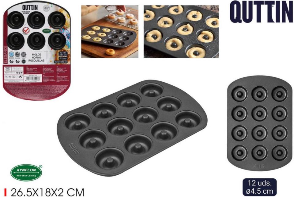 Quttin bakvorm voor 12 mini donuts/beignets diameter veilig bakken 4,5 cm