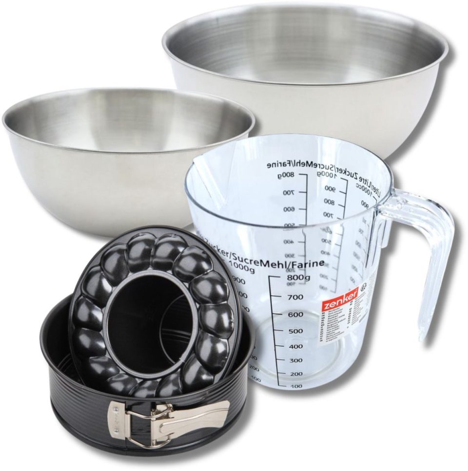 Zenker Bakkersset met springvorm en savarinvorm 2 mengkommen 24 cm