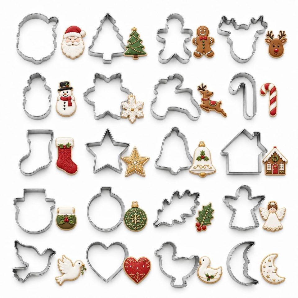 Famanu Kerst uitsteekvormen set van 8 mini koekjesvormen