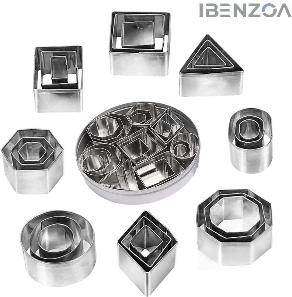 Ibenzoa Mini Uitsteekvormen Geometrische Vormen RVS (24 stuks)