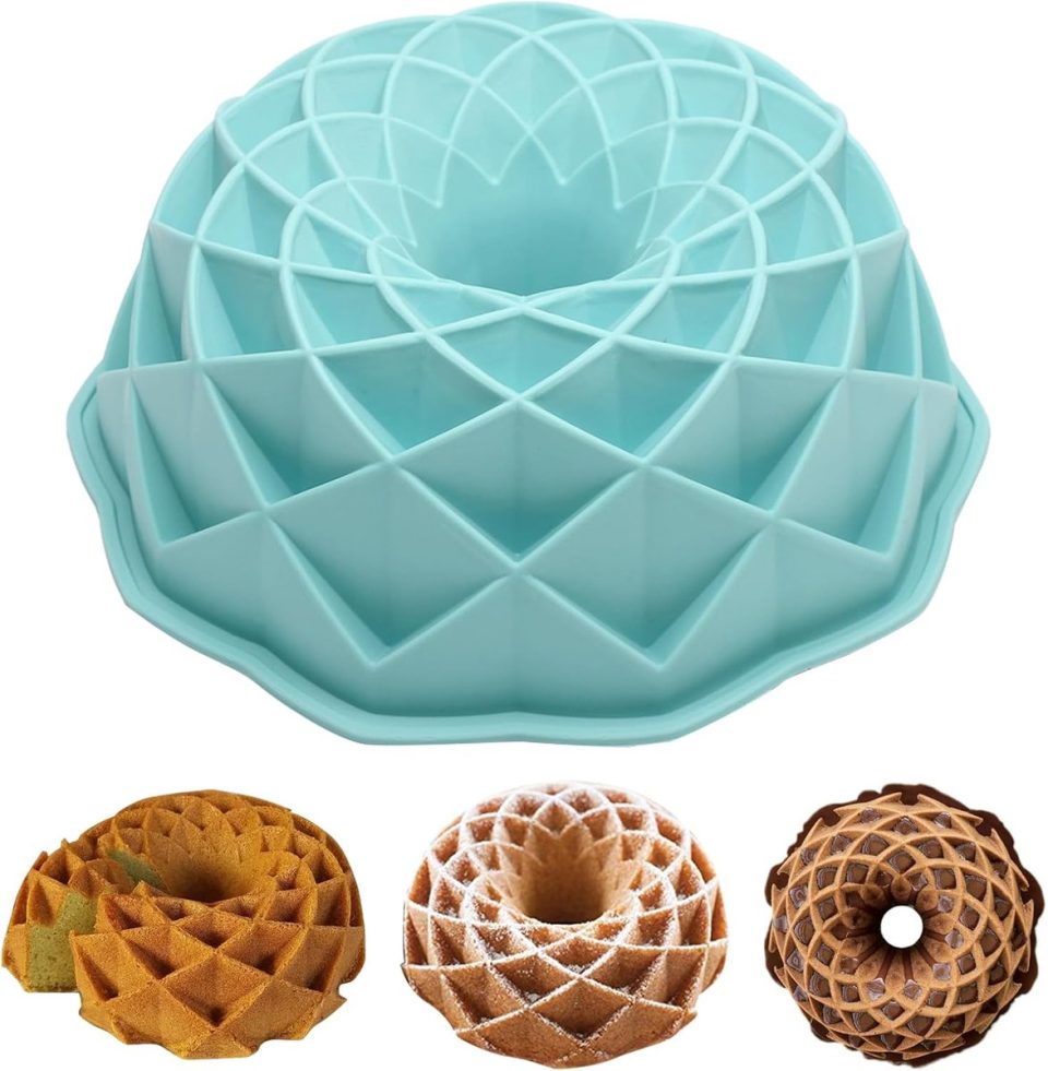 Famanu tulbandvorm Gugelhupfform siliconen siliconen mal tulbandvorm blauw 24 cm