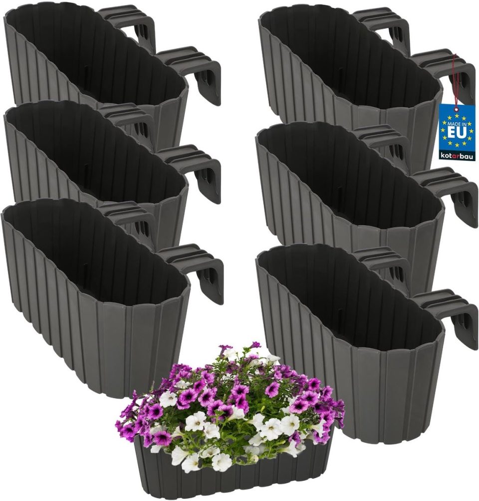 Kotarbau Balkonbak, Bloembak voor Balkon Grijs 40 x 15 x 15 cm (6 stuks)