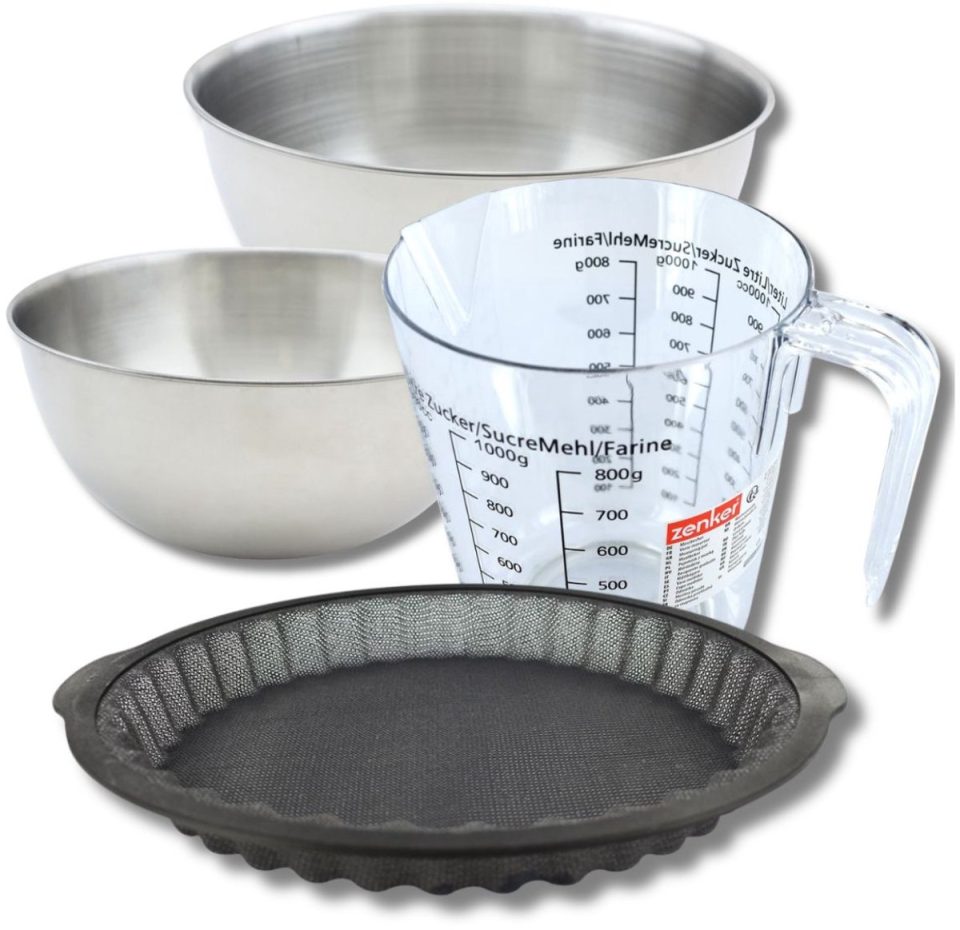 Zenker Bakkersset met siliconen taartvorm 2 mengkommen 25 cm