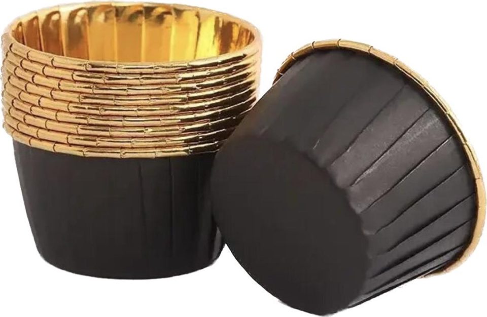 Jealie Muffin Cupcake Bakvormen Zwart Goud (30 stuks)