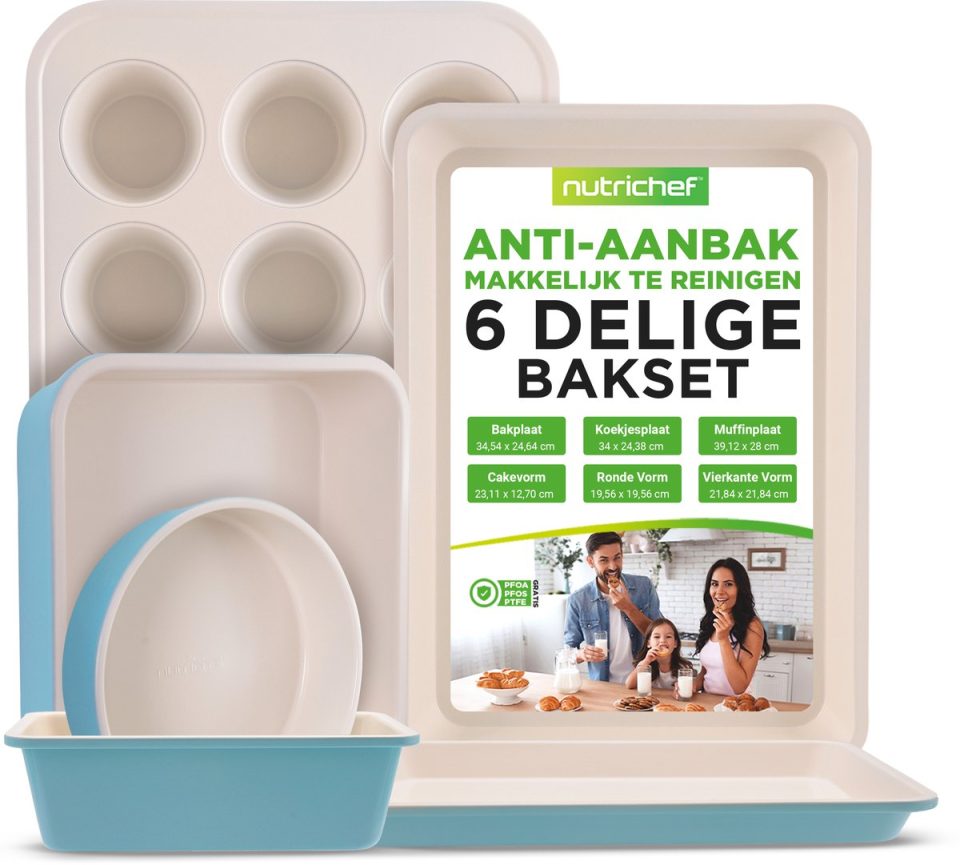 Nutrichef bakplaten 6-delige Bakvormenset in Groen